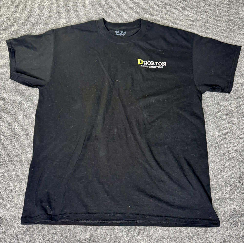 DHorton Construction Gildan Shirt Mens Large Black Workwear Graphic Tee